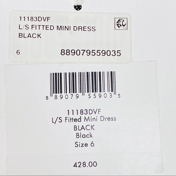 NWT Diane von Furstenberg Long-Sleeve Metallic-Knit Mini Dress - Picture 15 of 16